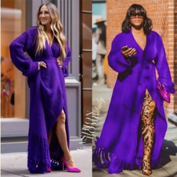 Hanifa Sweaters - Hanifa Vibrant Purple Fringe Cardigan. Size S/M